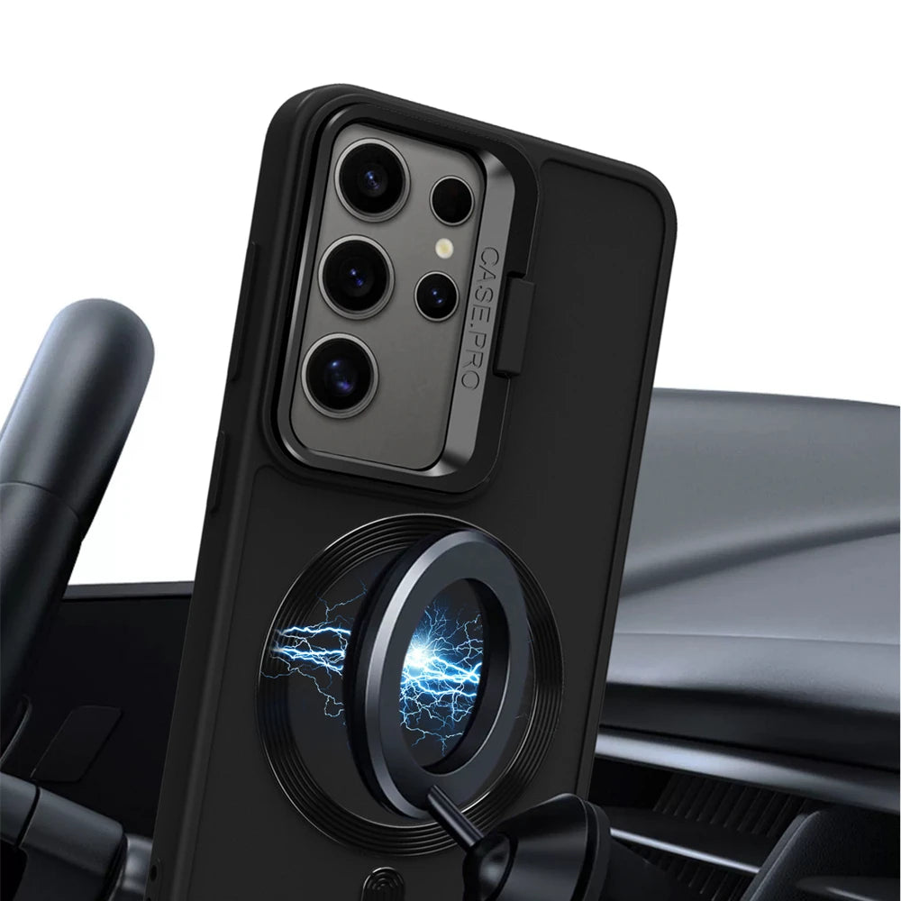 Matte Magnetic Lens Holder Stand Case For Samsung