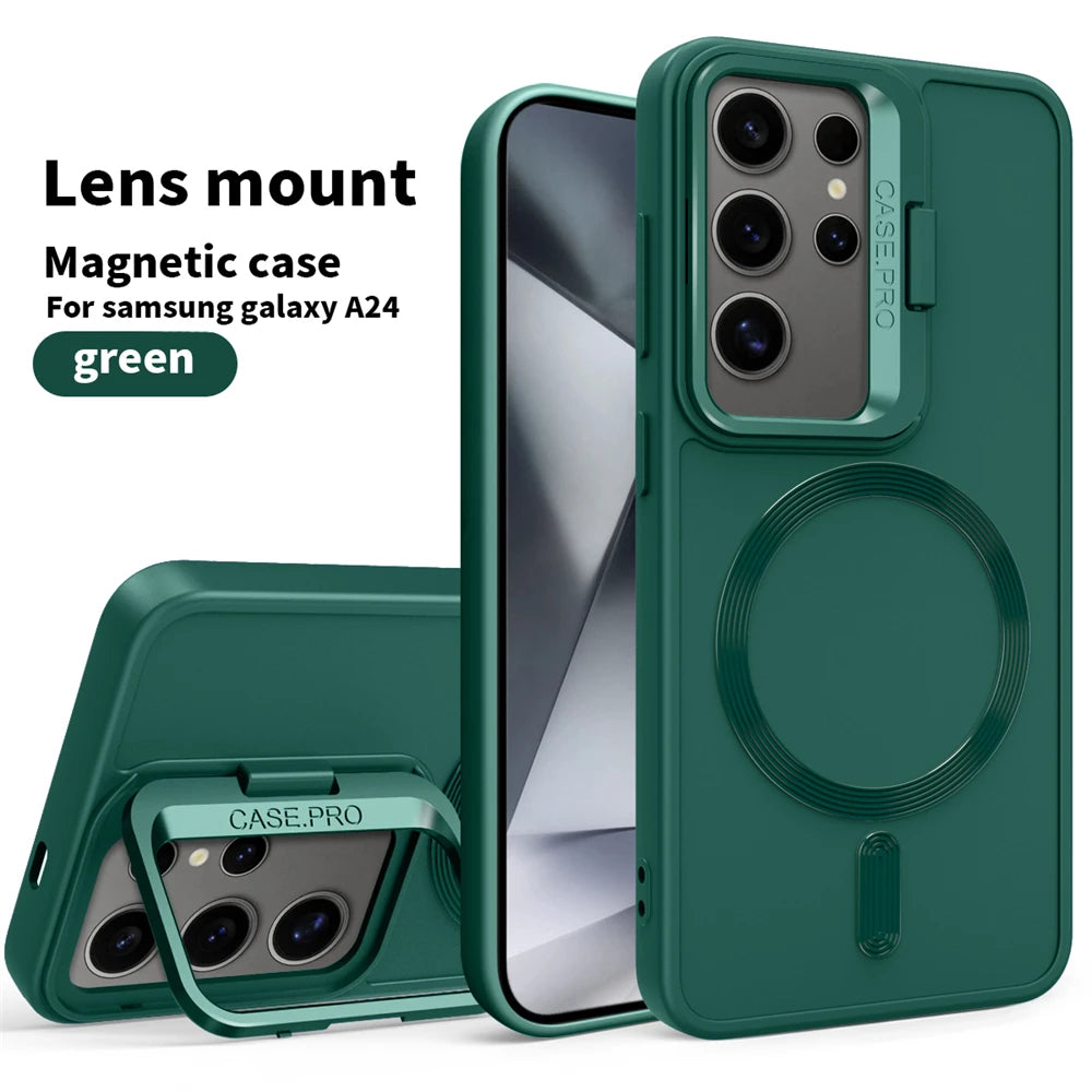 Matte Magnetic Lens Holder Stand Case For Samsung