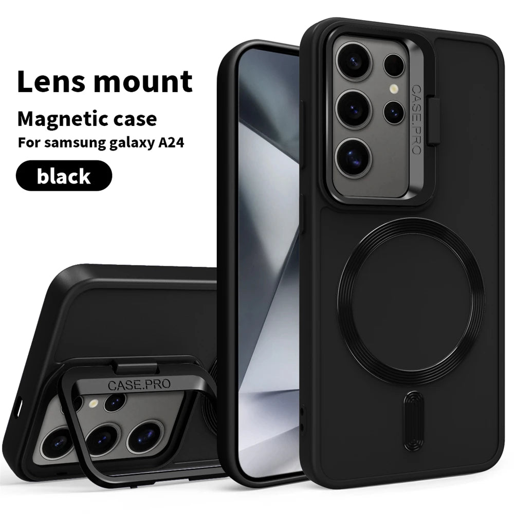 Matte Magnetic Lens Holder Stand Case For Samsung