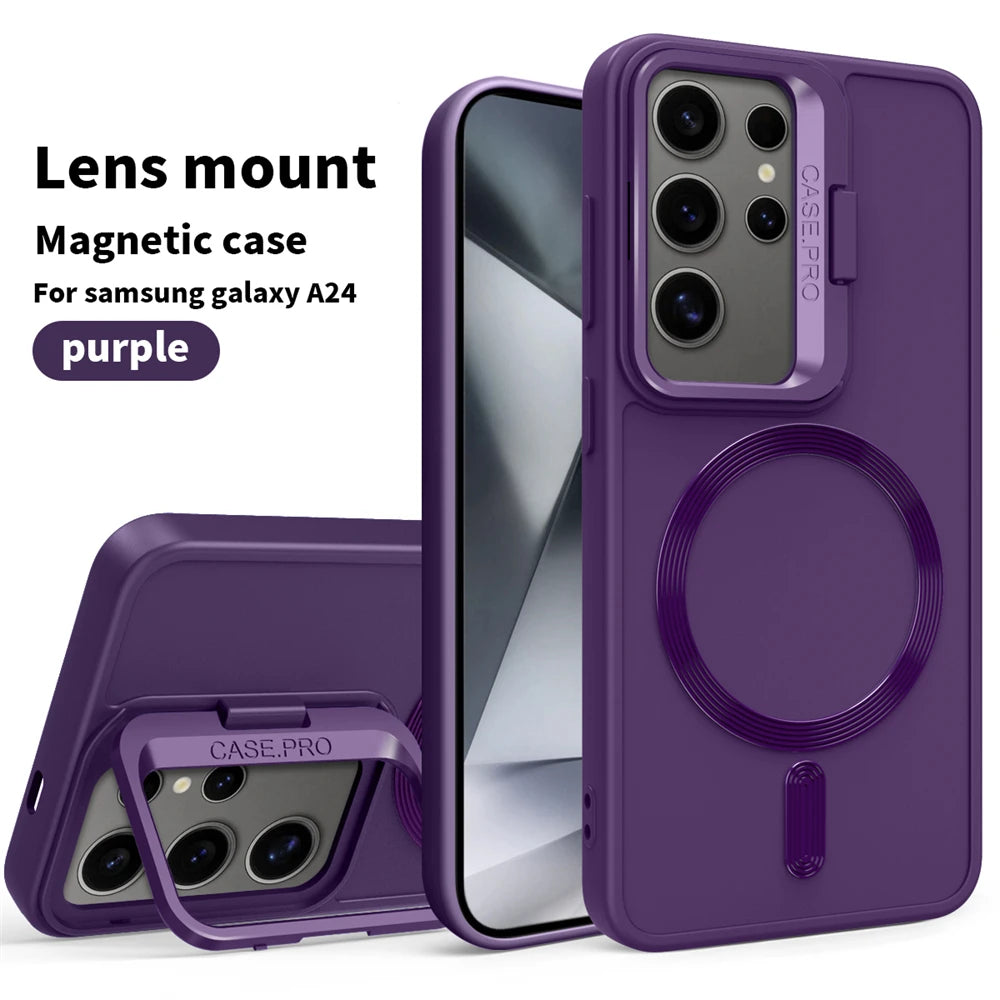 Matte Magnetic Lens Holder Stand Case For Samsung
