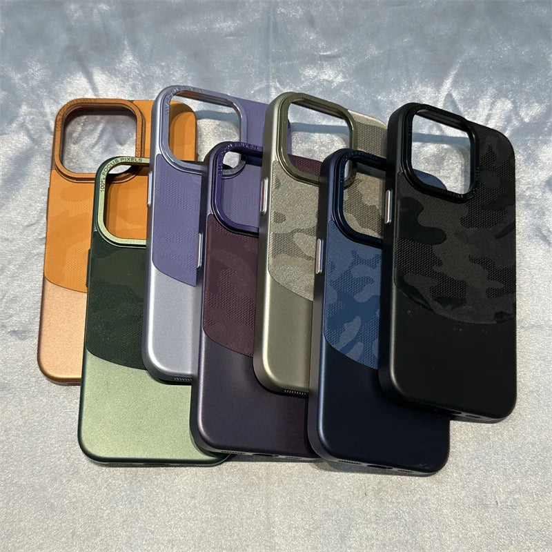 Camouflage Leather + Hard PC Phone Case For iPhone