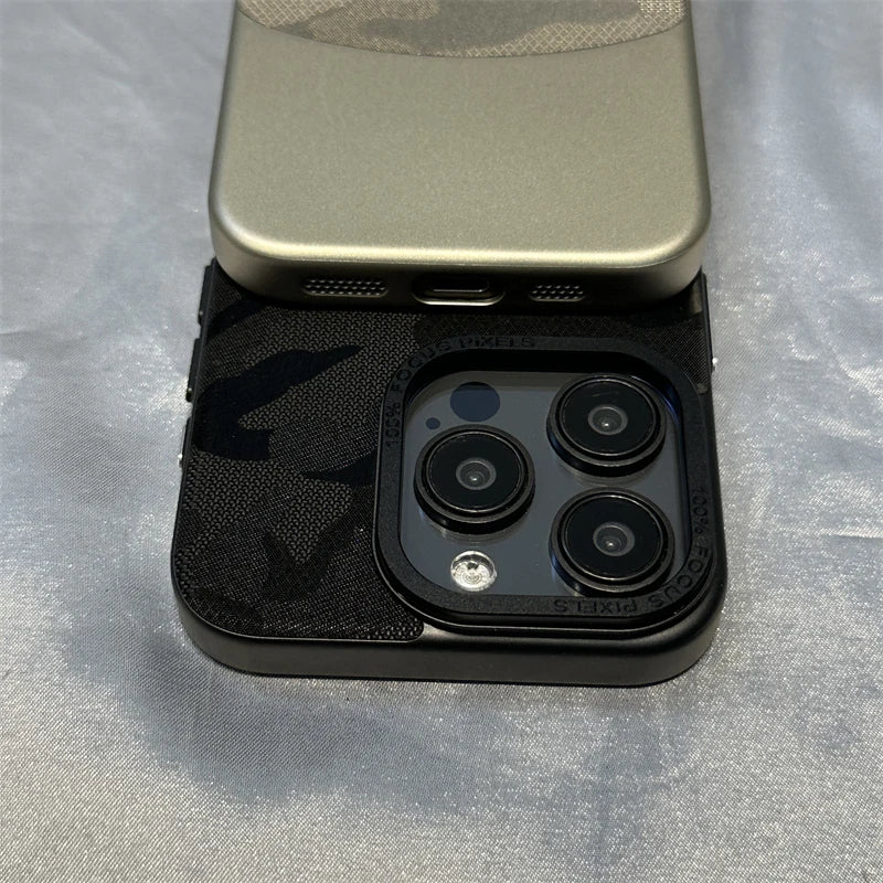 Camouflage Leather + Hard PC Phone Case For iPhone