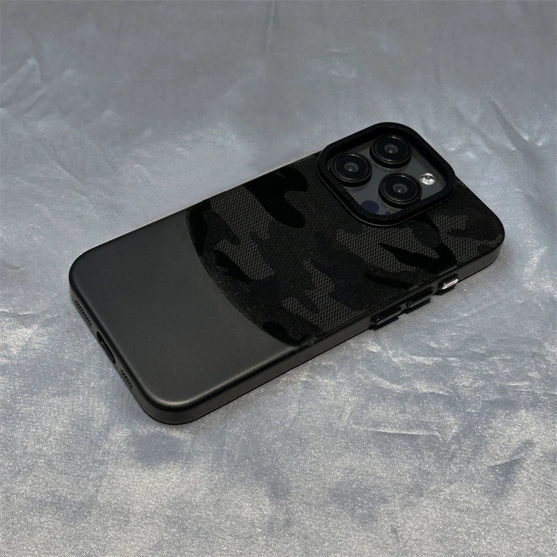 Camouflage Leather + Hard PC Phone Case For iPhone