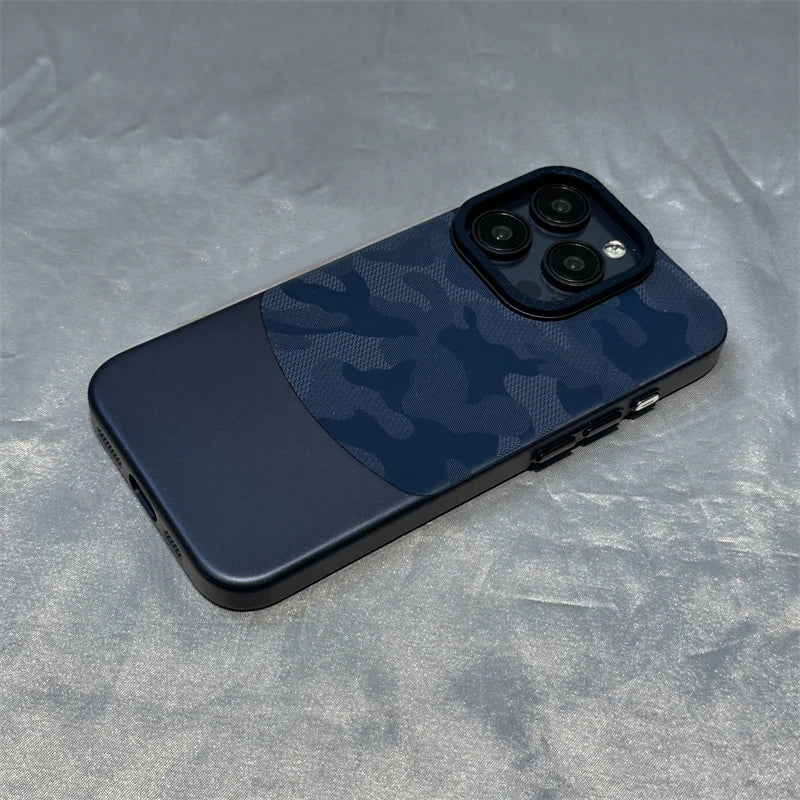 Camouflage Leather + Hard PC Phone Case For iPhone