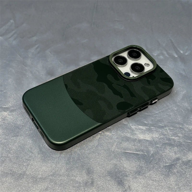 Camouflage Leather + Hard PC Phone Case For iPhone