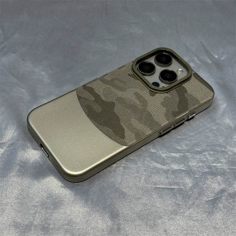 Camouflage Leather + Hard PC Phone Case For iPhone