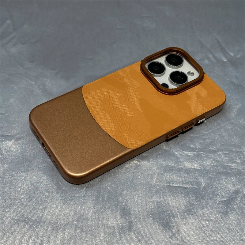 Camouflage Leather + Hard PC Phone Case For iPhone