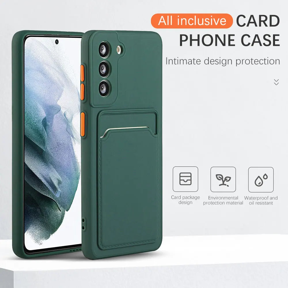 Card slot pocket solid color phone case suitable for Samsung