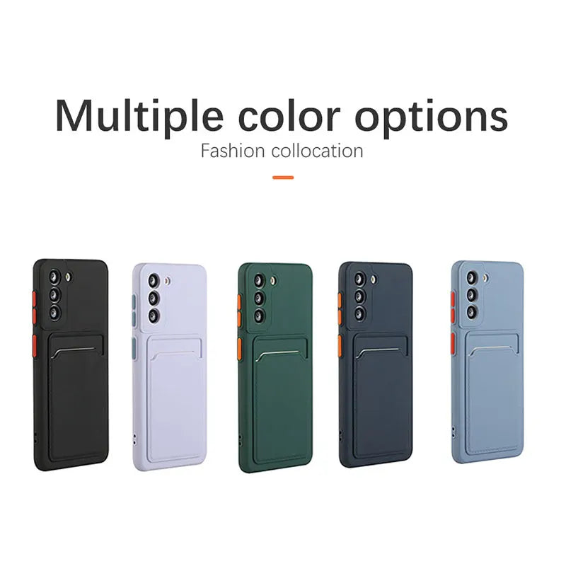Card slot pocket solid color phone case suitable for Samsung