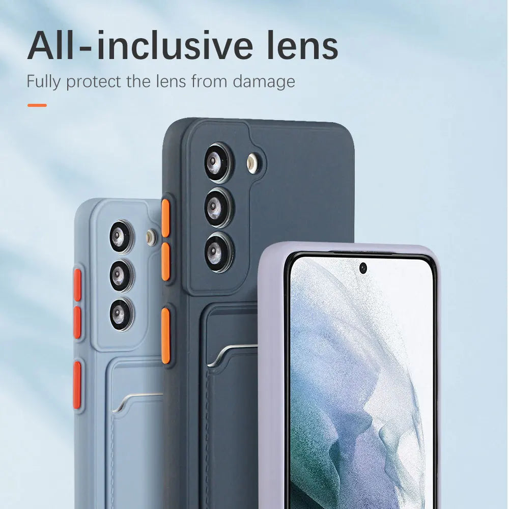 Card slot pocket solid color phone case suitable for Samsung