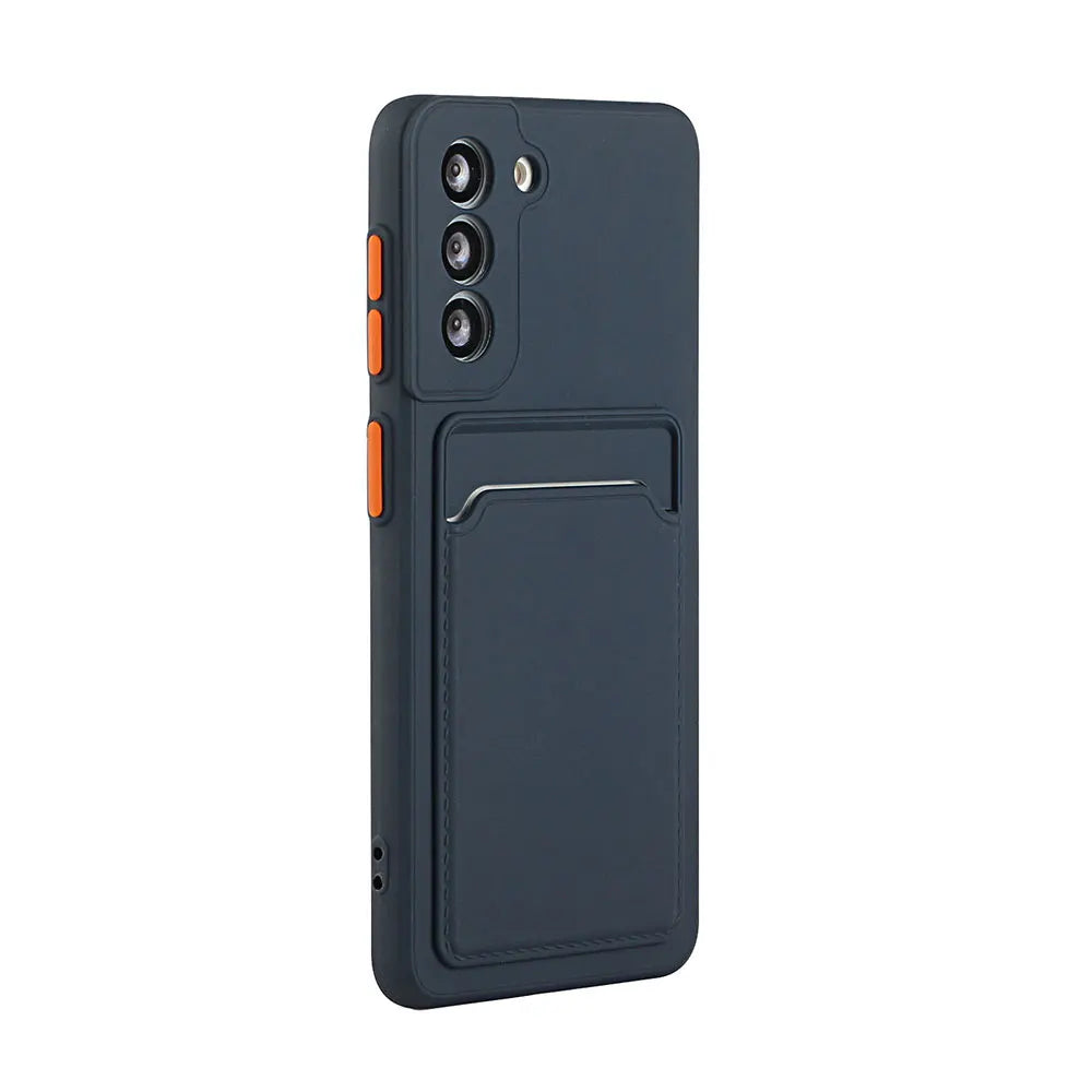 Card slot pocket solid color phone case suitable for Samsung