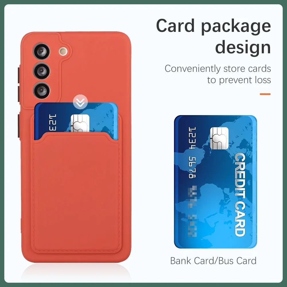 Card slot pocket solid color phone case suitable for Samsung