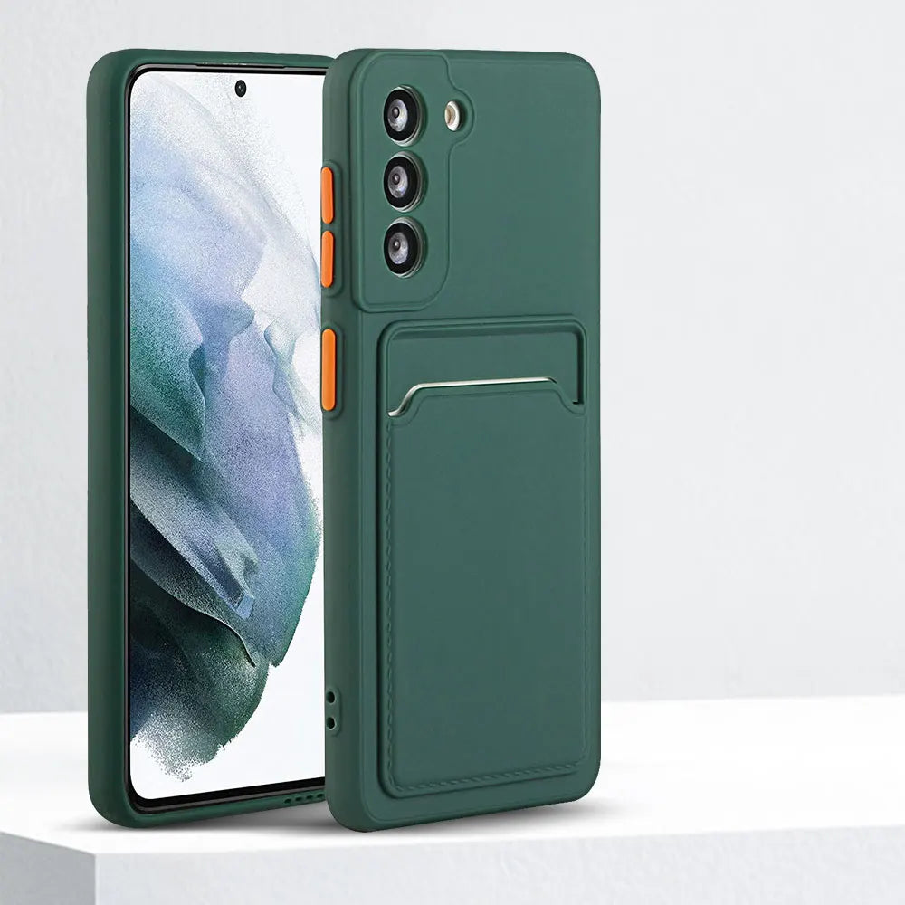 Card slot pocket solid color phone case suitable for Samsung