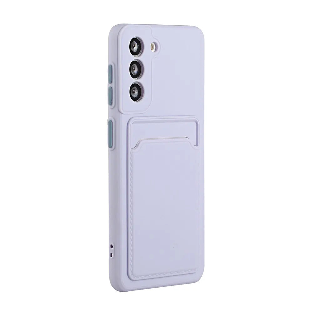 Card slot pocket solid color phone case suitable for Samsung