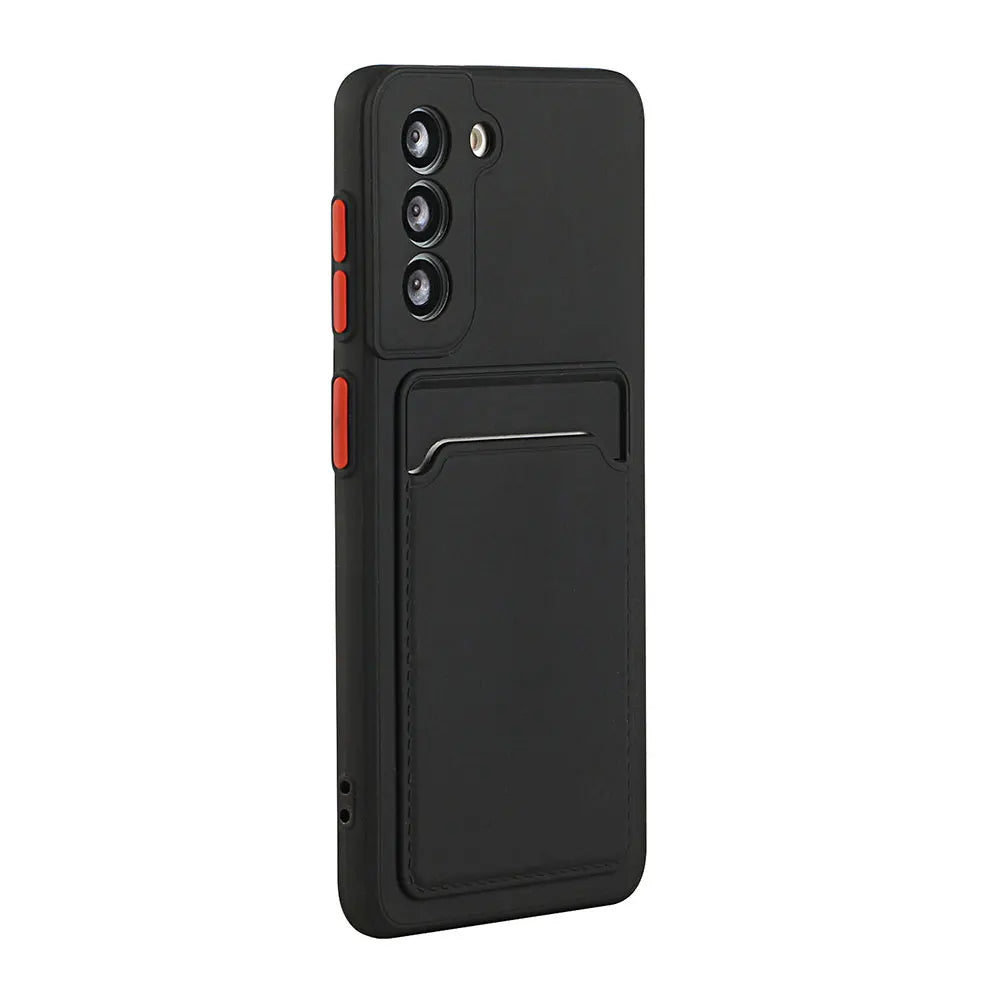 Card slot pocket solid color phone case suitable for Samsung