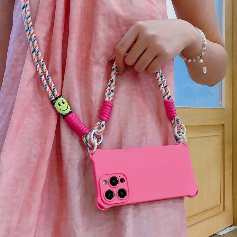 Cute crossbody shoulder strap lanyard silicone protective case for iPhone