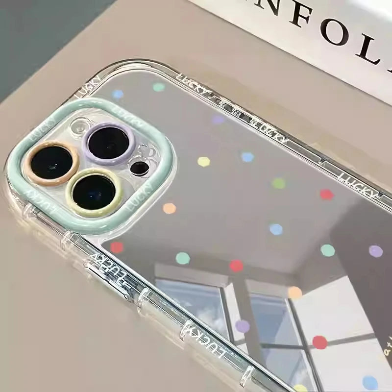 Color Wave Point Pattern Mirror Phone Case For iPhone