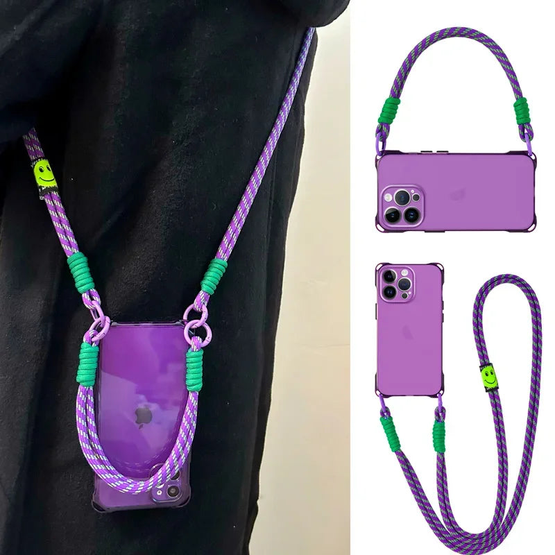Crossbody Lanyard Necklace Wrist Strap Silicone Phone Case For iphone