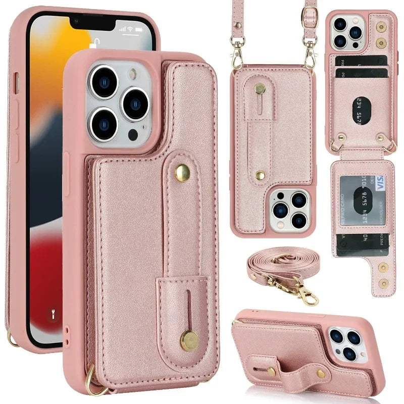 Crossbody Strap Wallet Phone CaseCard Slot Holder Lanyard Leather Cover  for IPhone
