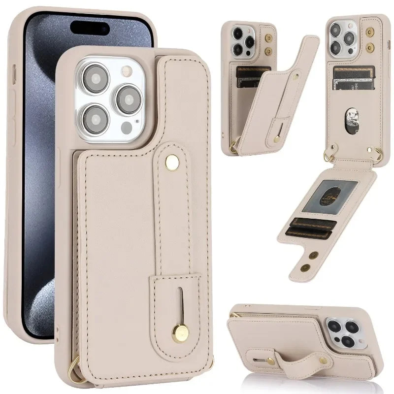 Crossbody Strap Wallet Phone CaseCard Slot Holder Lanyard Leather Cover  for IPhone