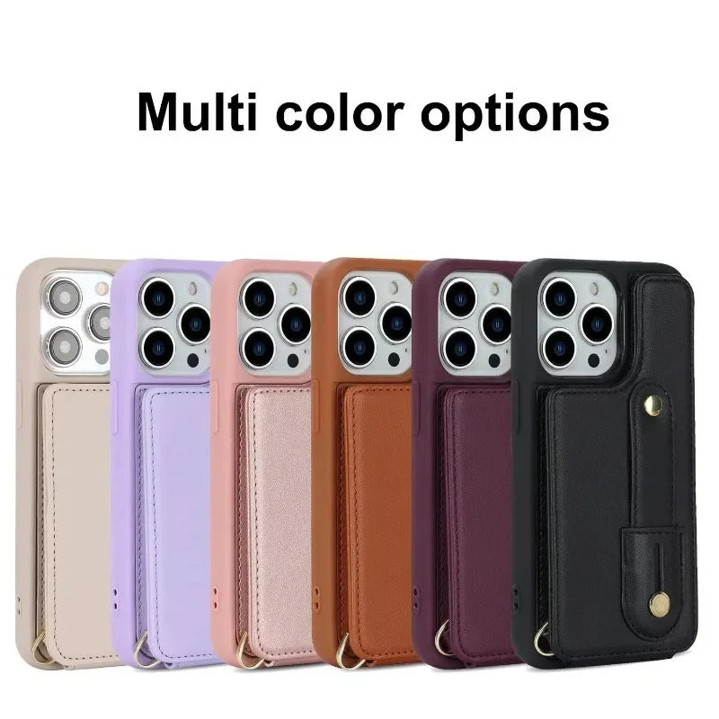 Crossbody Strap Wallet Phone CaseCard Slot Holder Lanyard Leather Cover  for IPhone