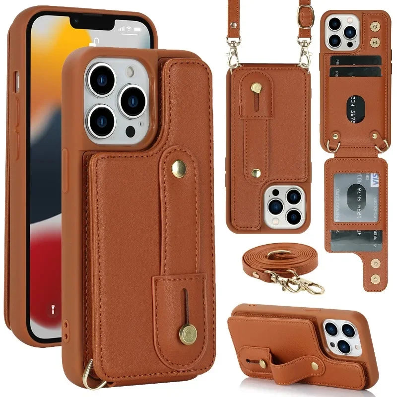Crossbody Strap Wallet Phone CaseCard Slot Holder Lanyard Leather Cover  for IPhone