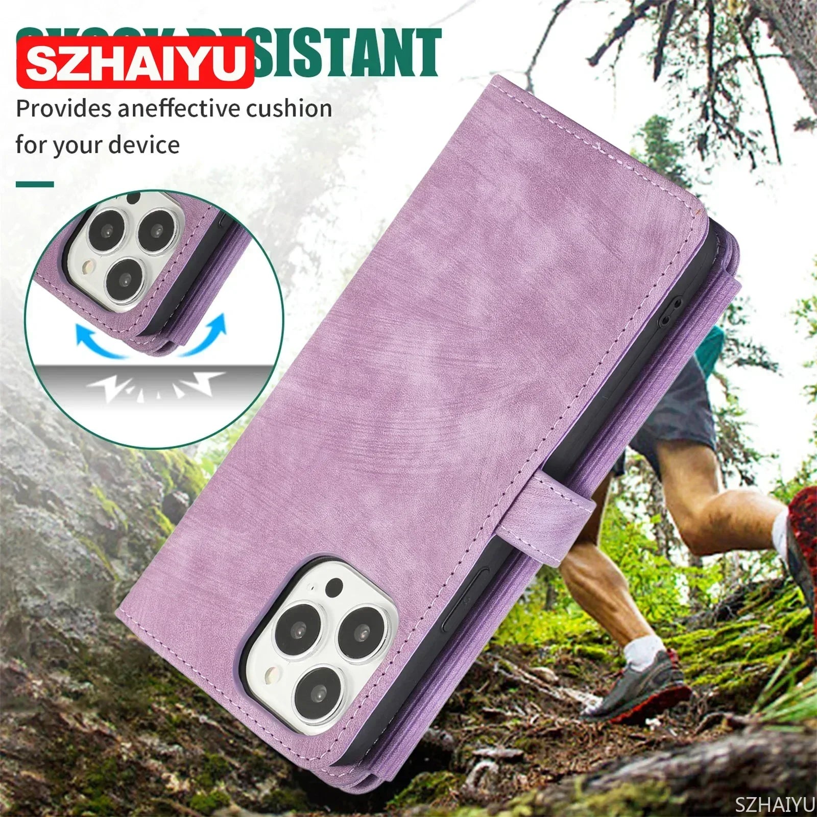 Crossbody Zipper Wallet Phone Case for iPhone