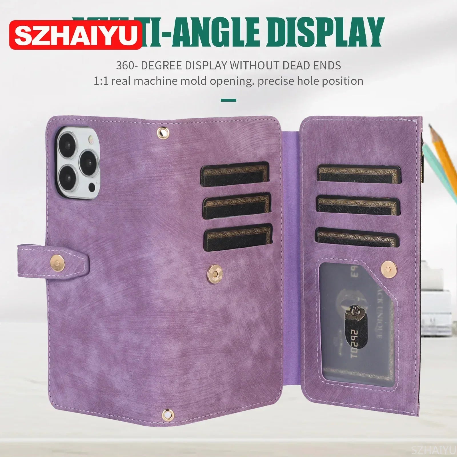 Crossbody Zipper Wallet Phone Case for iPhone