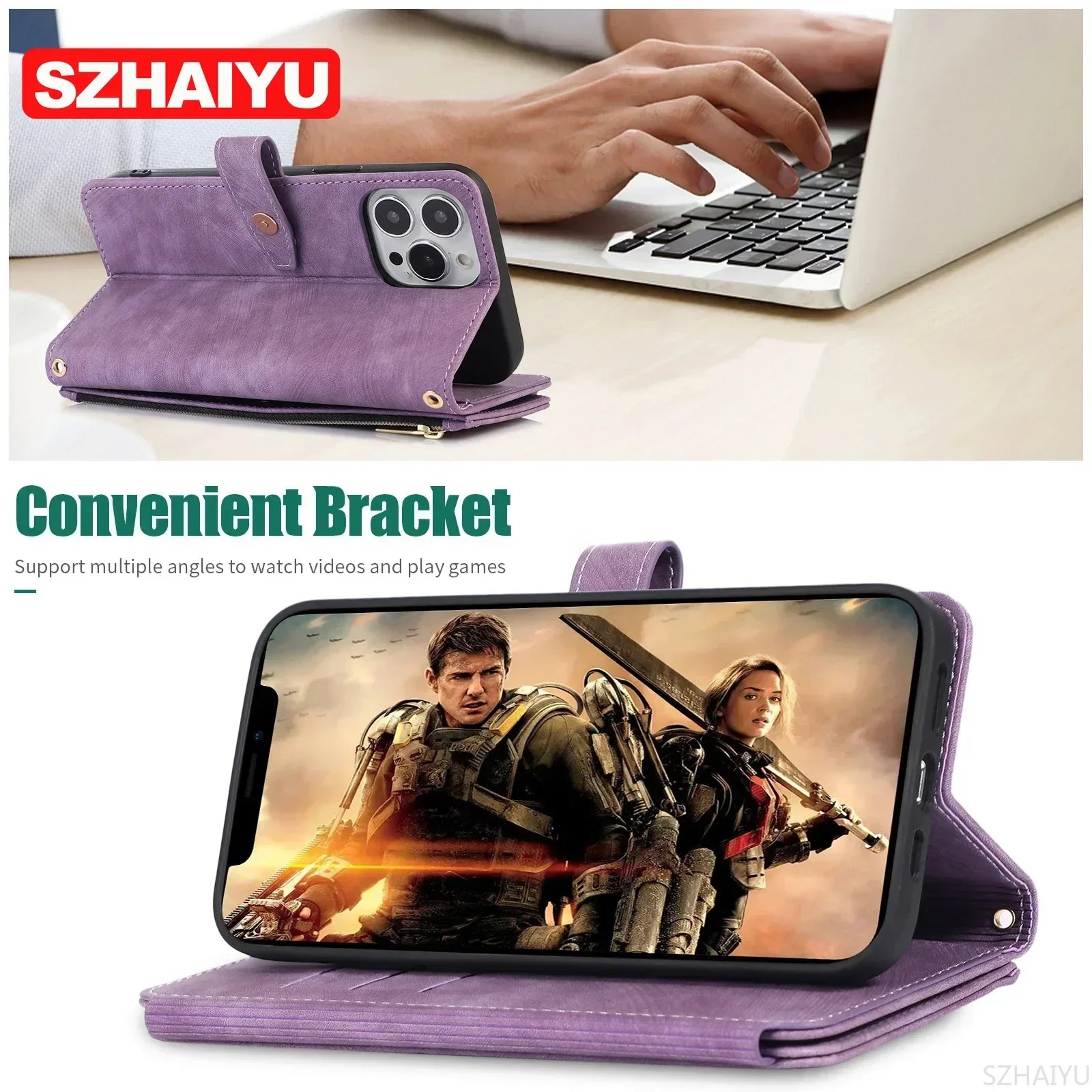 Crossbody Zipper Wallet Phone Case for iPhone