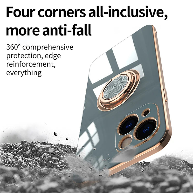 Electroplated Silicone Stand Protect Case For iPhone