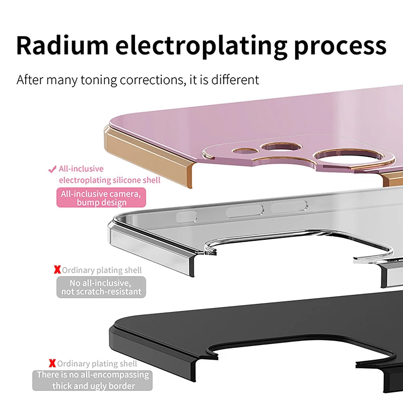 Electroplated Silicone Stand Protect Case For iPhone