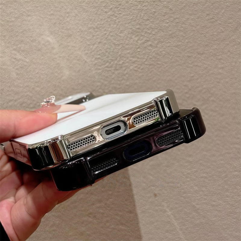 Electroplated laser rotating stand case for iPhone