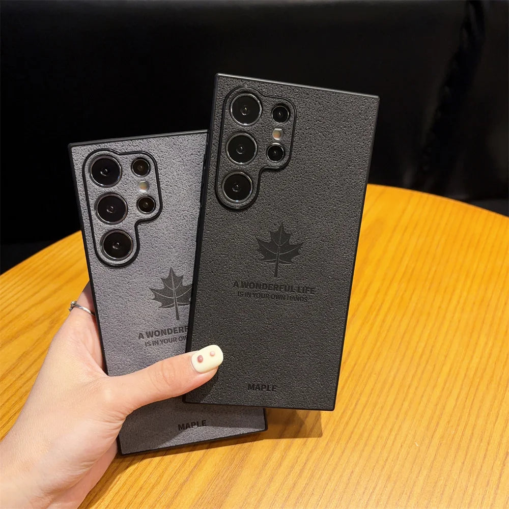 Fashion Maple Leaves Leather Phone Case for Samsung Galaxy
