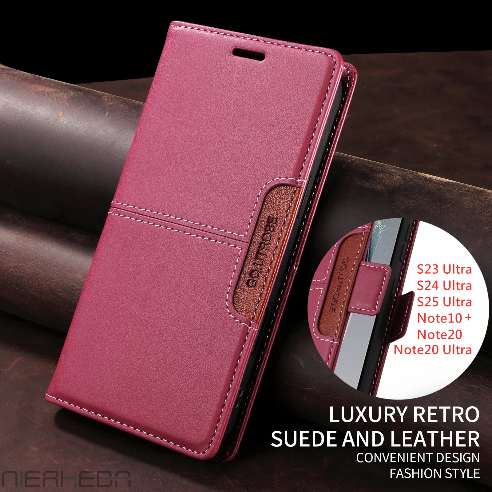 Leather Magnetic Book Wallet Case for Samsung