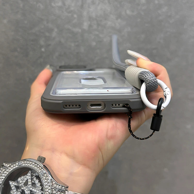 Fold Glass Lens Stand Slot Card Wallet Case For iPhone