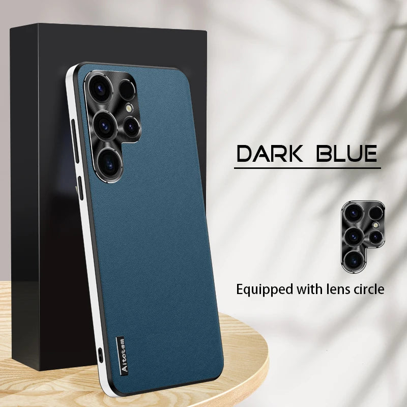 Frosted Plain Leather Case For Samsung