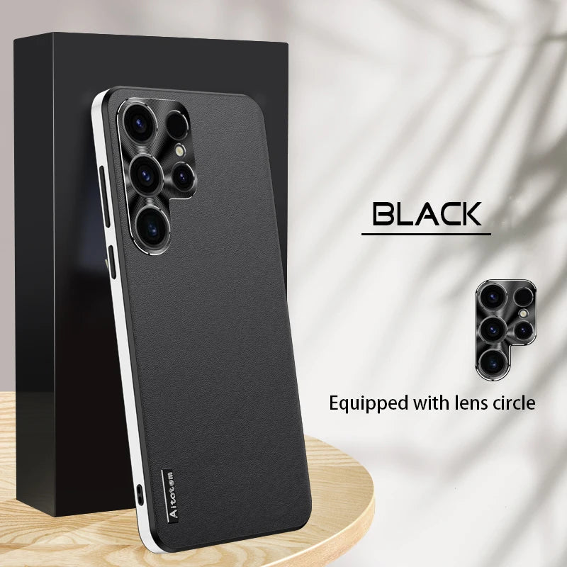 Frosted Plain Leather Case For Samsung