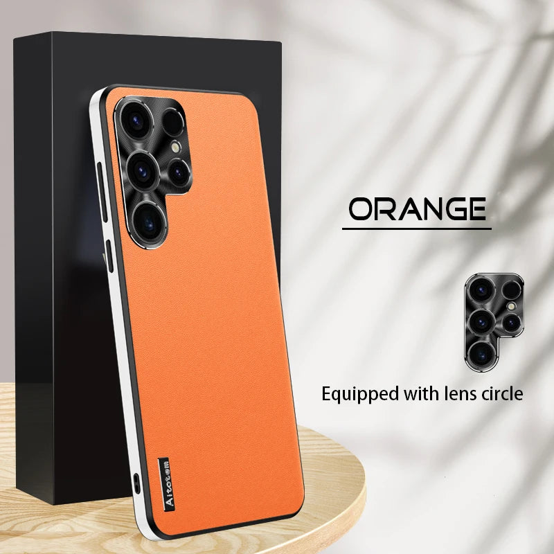 Frosted Plain Leather Case For Samsung