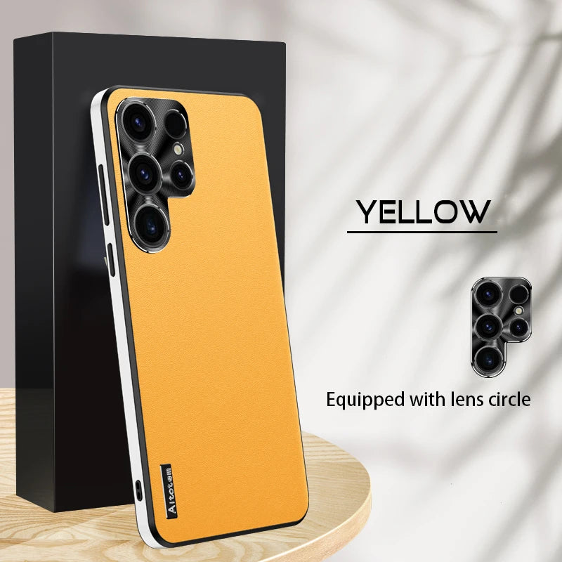 Frosted Plain Leather Case For Samsung