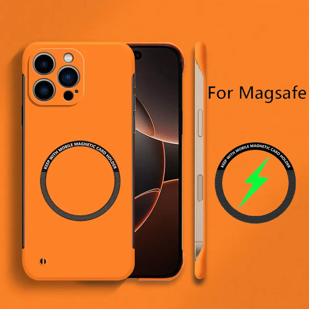 Frameless colored magnetic matte hard case suitable for iPhone