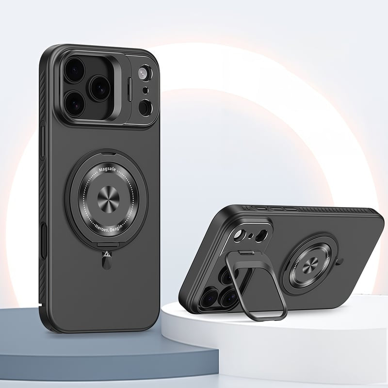 Frosted magnetic lens holder full-coverage case for iPhone