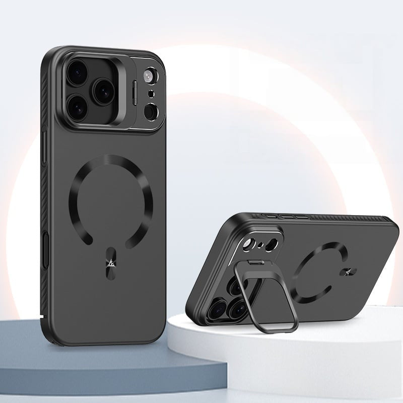 Frosted magnetic lens holder full-coverage case for iPhone