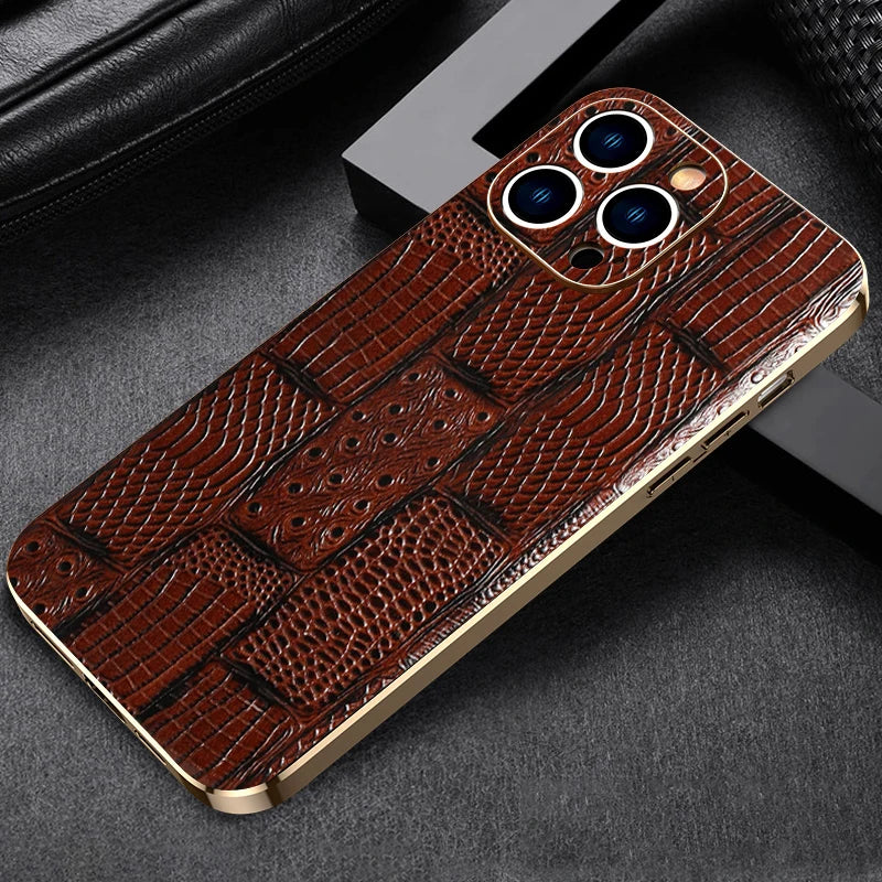 Genuine Leather Luxury Soft Edges Shockproof Case With Camera Protection Cover for iPhone