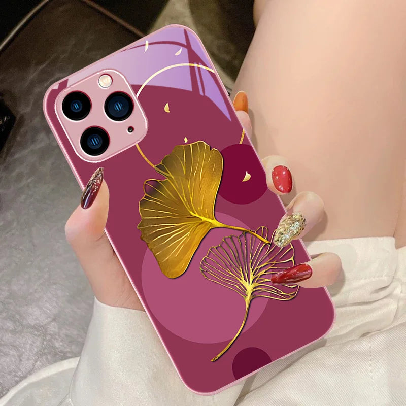 Golden Ginkgo Leaves Purple For IPhone 16