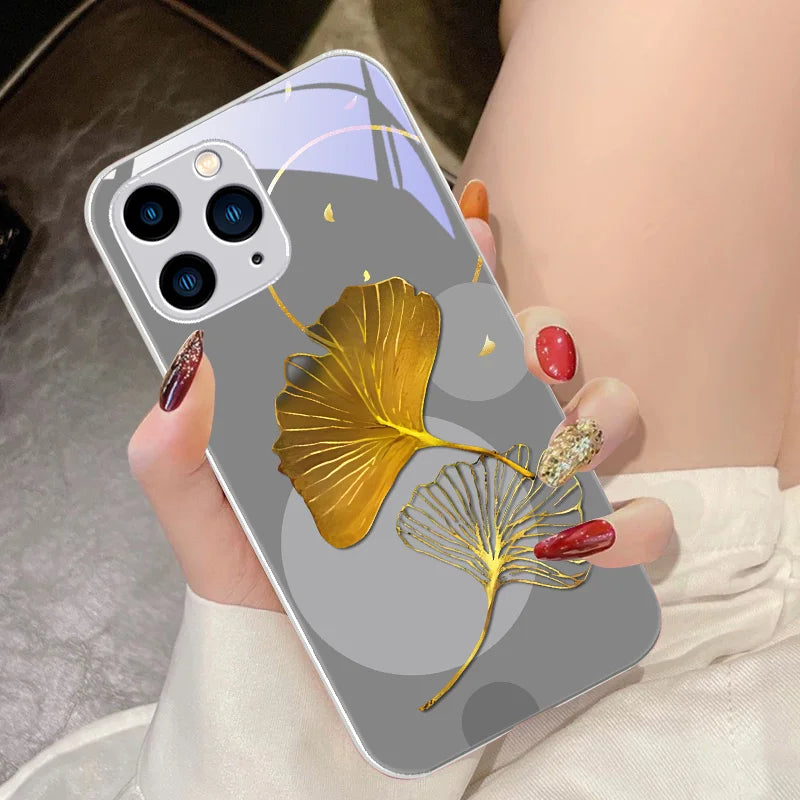 Golden Ginkgo Leaves Purple For IPhone 16