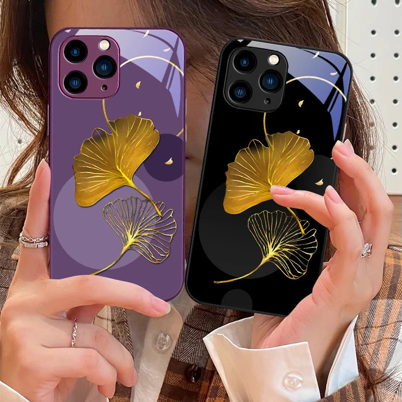 Golden Ginkgo Leaves Purple For IPhone 16