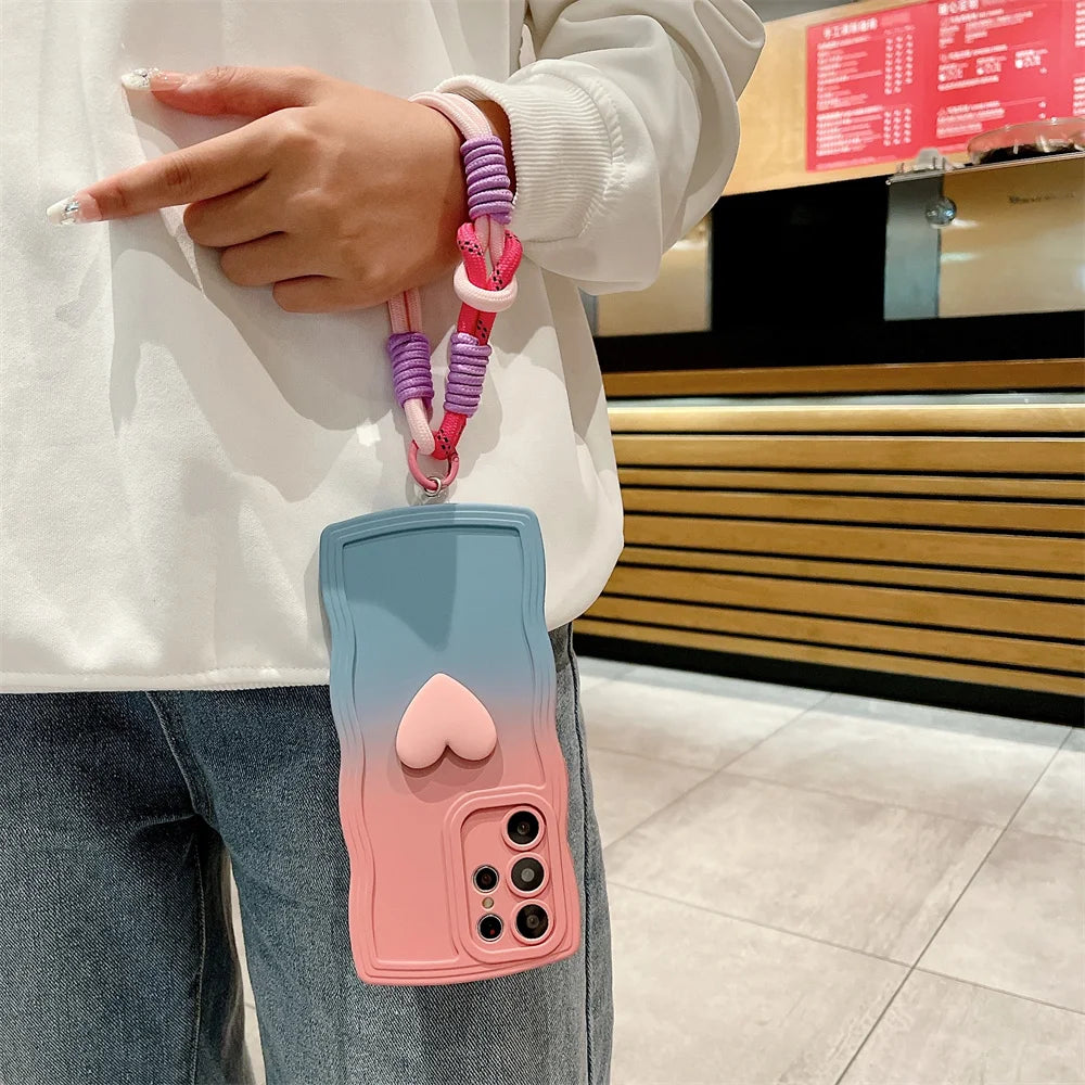 Gradient Love Wave Border Phone Case for Samsung