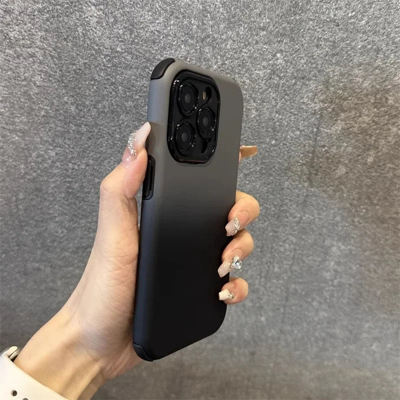 Gradient thicken corner armor silicone phone case for iPhone