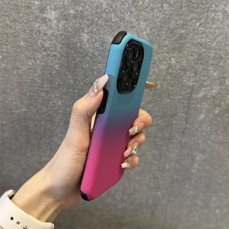 Gradient thicken corner armor silicone phone case for iPhone