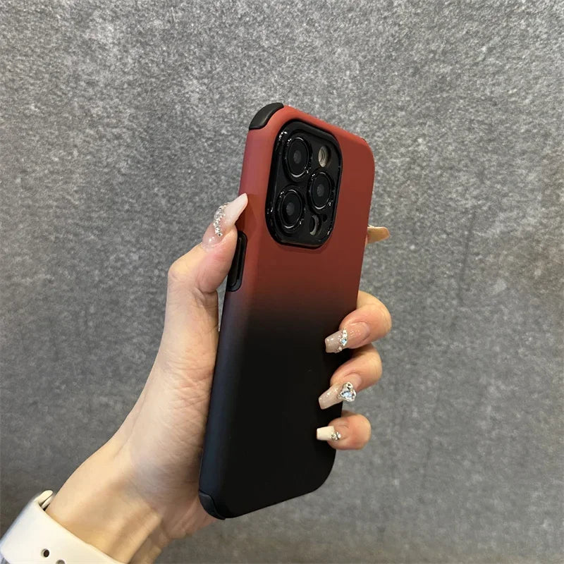Gradient thicken corner armor silicone phone case for iPhone